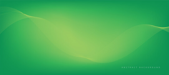 Abstract green gradient background with wavy lines	
