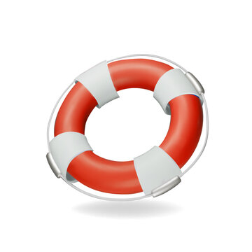 Ring buoy isolated. Safety sos bouy, emergency lifesaver. 3d lifebelt icon