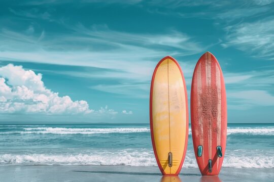 a surfboard on ocean background. Beautiful simple AI generated image in 4K, unique.