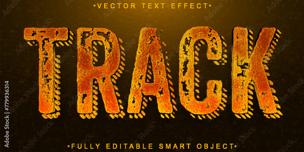 Poster orange worn track vector fully editable smart object text effect