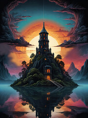 fantasy landscape, generative ai illustration