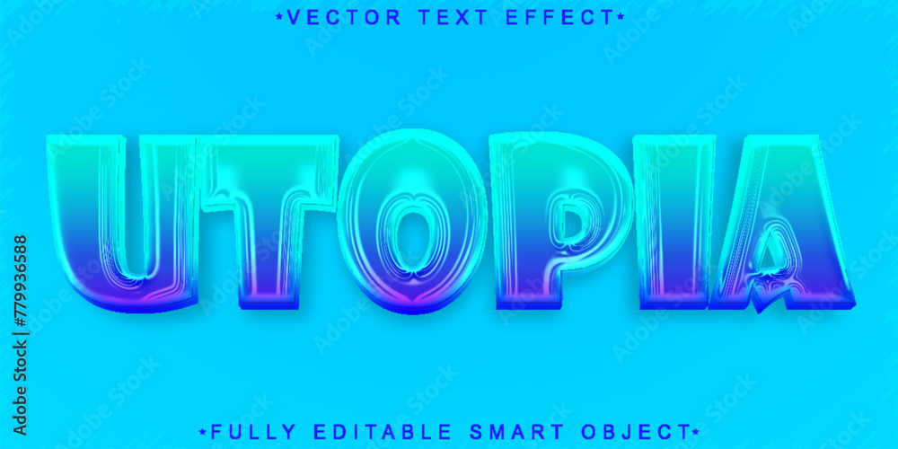 Poster colorful utopia vector fully editable smart object text effect
