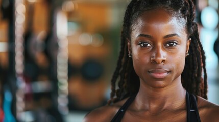 portrait of a female african american athlete in a gym