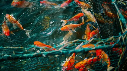 Fish farming pens or tanks for fish breeding