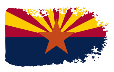 Arizona state flag with palette knife paint brush strokes grunge texture design. Grunge United States brush stroke effect