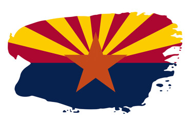 Arizona state flag with palette knife paint brush strokes grunge texture design. Grunge United States brush stroke effect