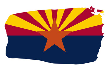 Arizona state flag with palette knife paint brush strokes grunge texture design. Grunge United States brush stroke effect - obrazy, fototapety, plakaty