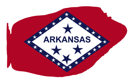 Arkansas state flag with palette knife paint brush strokes grunge texture design. Grunge United States brush stroke effect
