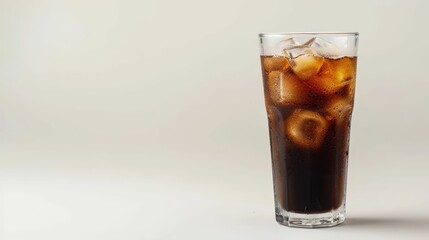 Glass of Iced Black Coffee on flat white background