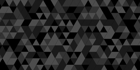 Vector geometric seamless technology gray and black triangle background. Abstract digital grid light pattern black Polygon Mosaic triangle Background, business and corporate background.