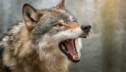 Wild Vigor: Timber Wolf Captured in a Close-Up Growl