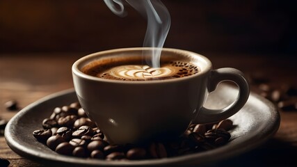 Hand-drawn depiction of aromatic coffee on a heated background