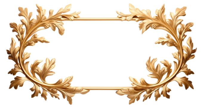 Elegant golden leaf border frame, cut out