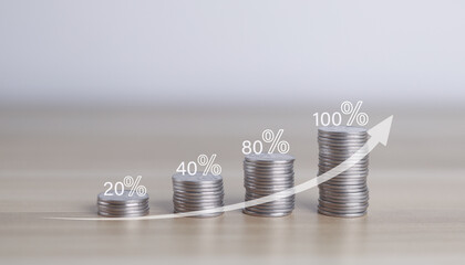 Businessman holding percentage sign in hand showing discount interest rate for commercial...
