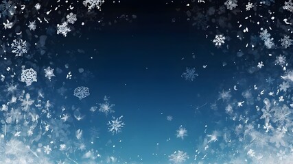 Fototapeta na wymiar christmas background with snowflakes. a blue background with snow flakes in the center.