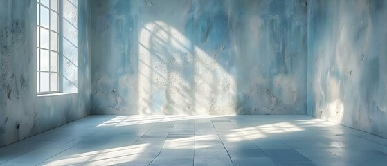 Creating a D render of an empty white room with sunlight and shadows. Concept 3D Rendering, Empty Room, Sunlight Effect, Shadow Play