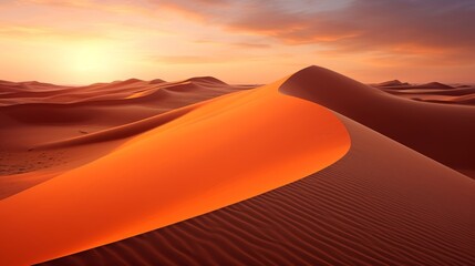 A macro shot of desert sand dunes, with sun rays and contrast at sunset