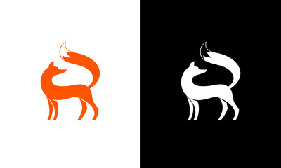 Laconic logo, vector symbol, icon and avatar of fox, foxes for social networking website business and e-document design on light and dark backgrounds.