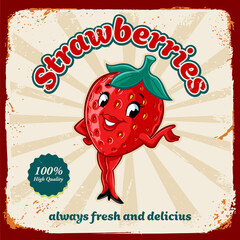 strawberry mascot girl vintage banner - 779943154