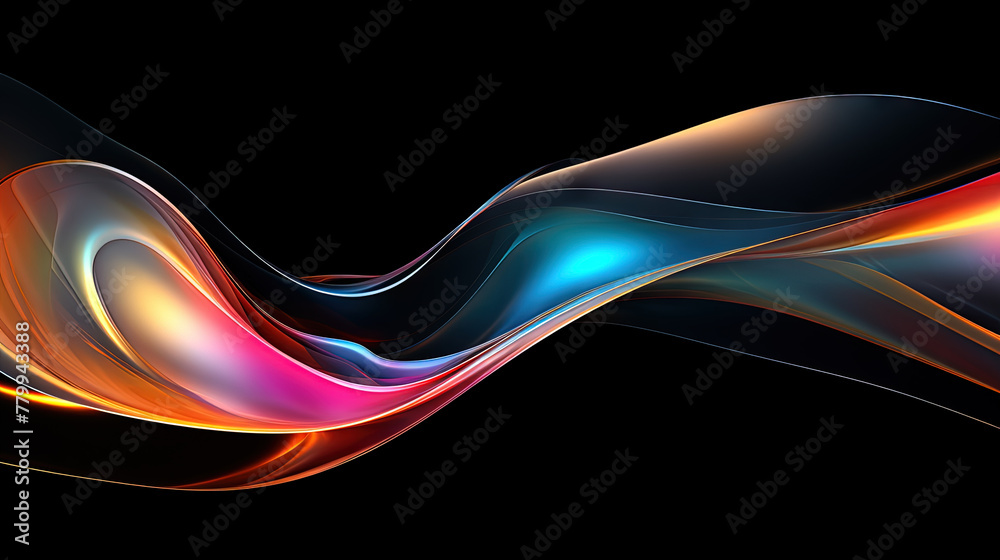 Poster Vibrant abstract waveform with fluid motion and colorful gradients.