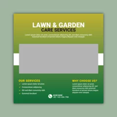 Gordijnen Lawn or gardening service social media post and web banner template. Lawn care or gardening landscaping service bundle Instagram post © Creativeactive