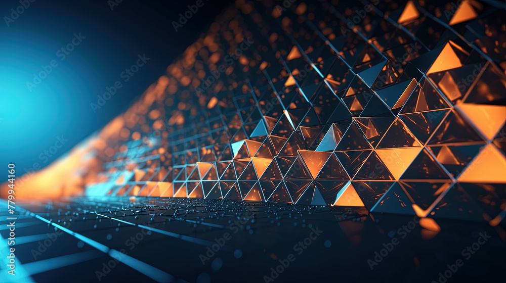 Poster Abstract background with structure of neon triangles and technology style.