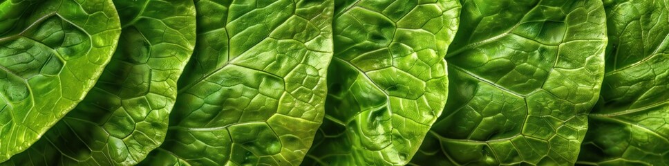 Veins of Life: The Intricate Patterns of a Green Lettuce Leaf - Generative AI - obrazy, fototapety, plakaty