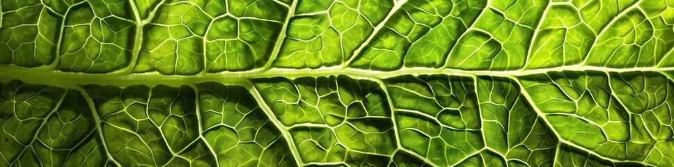 Veins of Life: The Intricate Patterns of a Green Lettuce Leaf - Generative AI