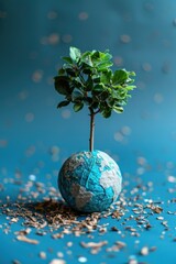 Paper Mache Earth Sprouting New Life - A Vision of Regrowth through Generative AI