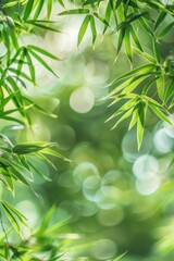 Whispers of Serenity: Bamboo Leaves Dancing in Soft Green Light - Generative AI