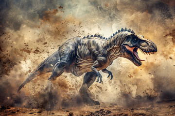 Tyrannosaurus rex dinosaur raptor, angry T-rex - obrazy, fototapety, plakaty