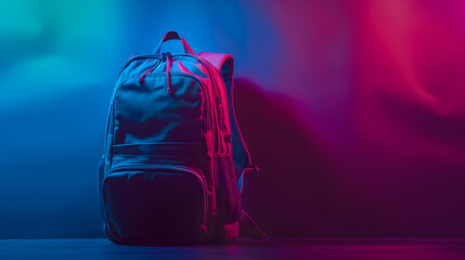 Colorful Backpacks and Satchel Against Artistic Backdrop