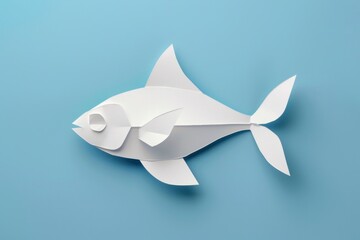 Geometric Paper Origami Fish on Blue - Creativity through Generative AI