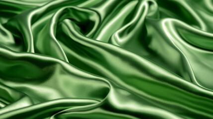 Fototapeta premium A shiny, smooth green satin fabric with a slight sheen and soft texture