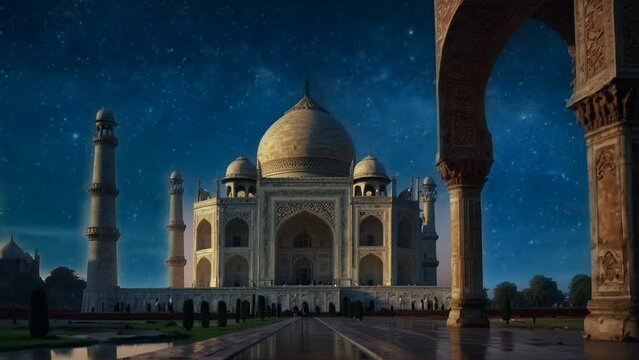 taj mahal agra country, seamless looping animation video background 
