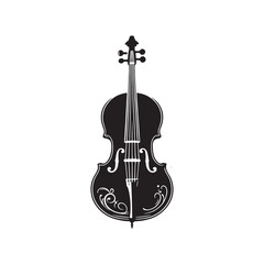Fototapeta premium Musical Masterpiece: Refined Cello Silhouette, Crafted with Artistic Illustration and Minimal Vector Elements, Cello Illustration - Minimallest Cello Vector