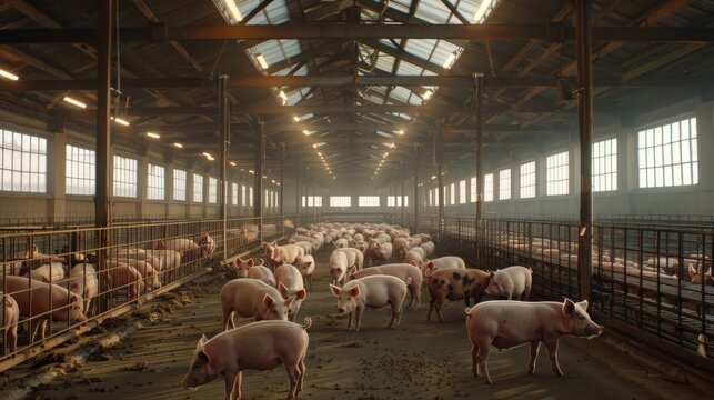 A Busy Pig Farming Barn
