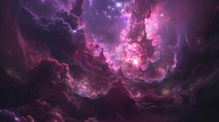 a purple and pink clouds - obrazy, fototapety, plakaty