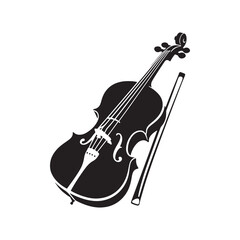 Fototapeta na wymiar Symphony of Strings: Graceful Cello Silhouette, Complemented by Minimalistic Vector Rendering, Cello Illustration - Minimallest Cello Vector 