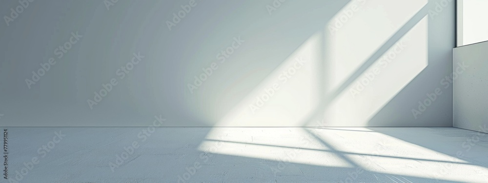 Poster a bright, sunlit background with a long shadow cast by an unseen object, creating a blank space bene