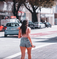 woman in the street downtown Brickell miami 