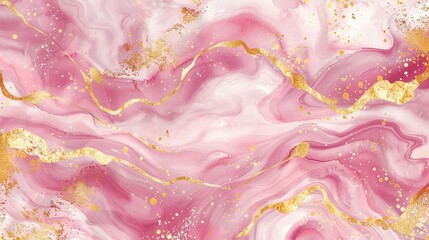 Abstract pink and gold marble watercolor, light texture pattern, elegant wallpaper design