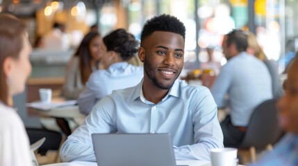 Smiling Professional at Work Meeting