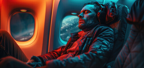 A hyper-realistic photo of a passenger gripping the armrest tightly, facial expression caught in a moment of aerophobia, cinematic lighting highlighting the tension