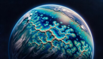 Flying over the earth's surface, 3D rendering. Earth - obrazy, fototapety, plakaty