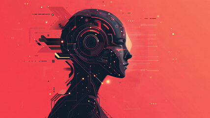 Illustration artificial intelligence and machine learning concept. Modern technology. Technologies of the future