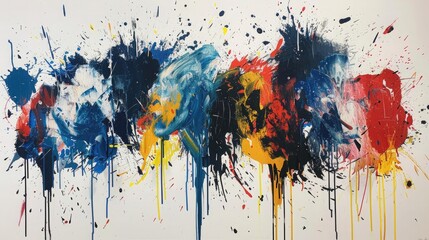 Drips and dribbles of paint form an abstract expressionist masterpiece, capturing movement and emotion.