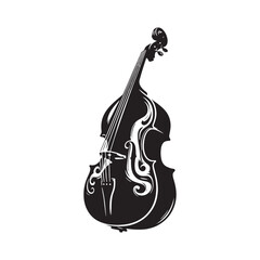 Melodic Marvel: Exquisite Double Bass Silhouette, Crafted with Precision Illustration and Vector, Double Bass Illustration - Minimallest Double Bass Vector
