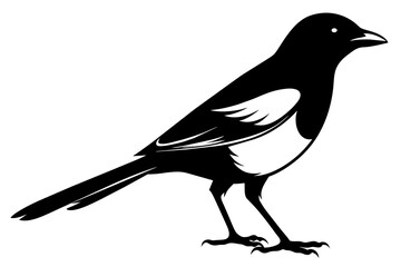Magpie robin black silhouette vector design .