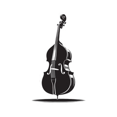 Harmonious Creation: Detailed Double Bass Silhouette Illustration, Accompanied by Minimal Vector Rendering, Double Bass Illustration - Minimallest Double Bass Vector